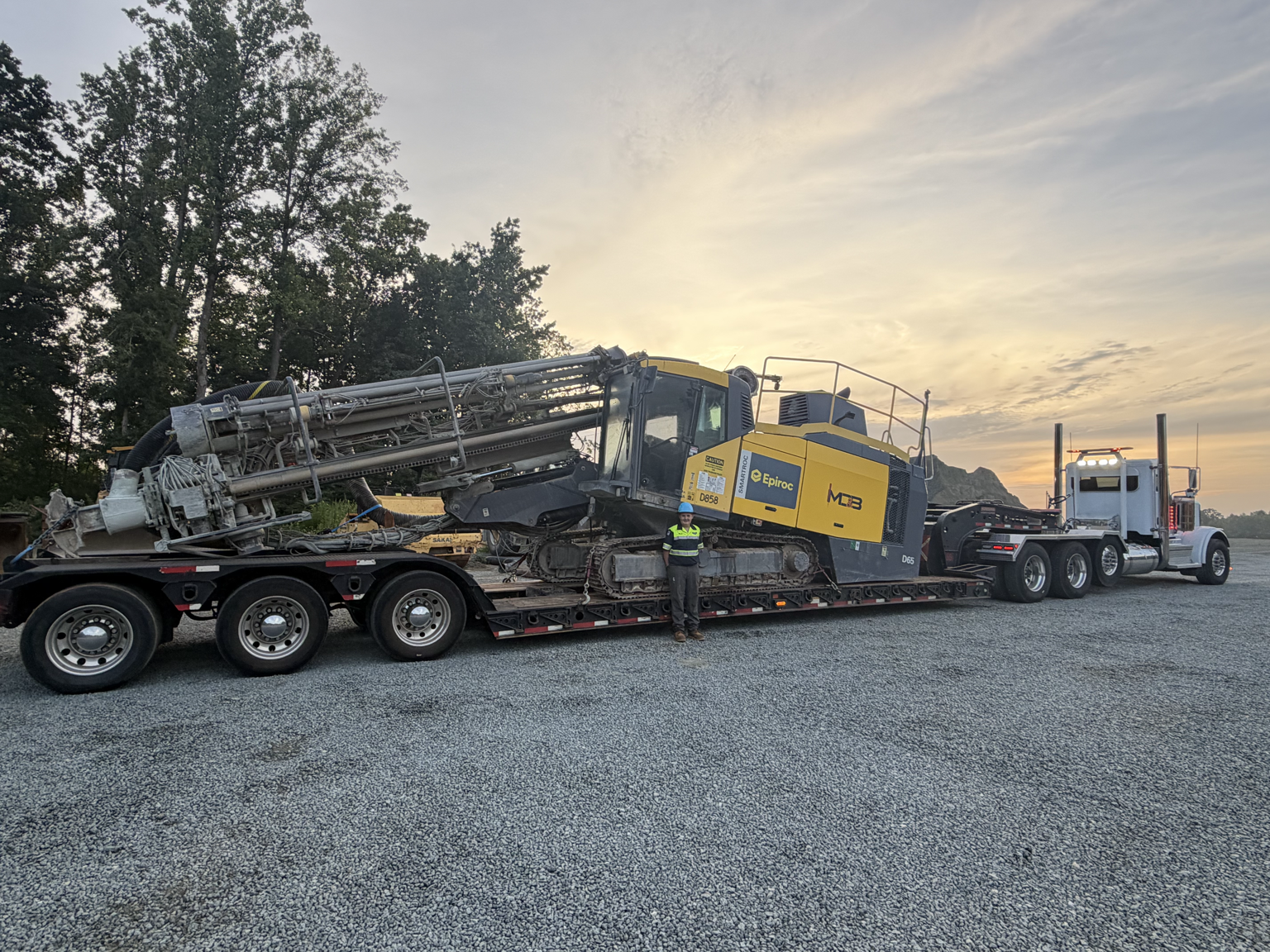 Heavy equipment transportation project by Equipment Services of NC