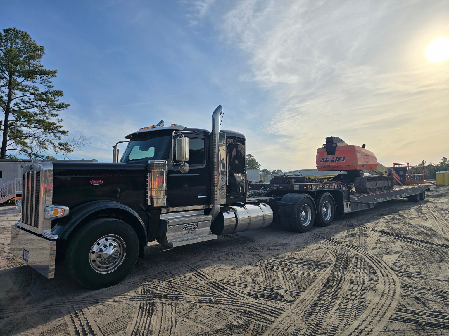 Heavy equipment transportation project by Equipment Services of NC