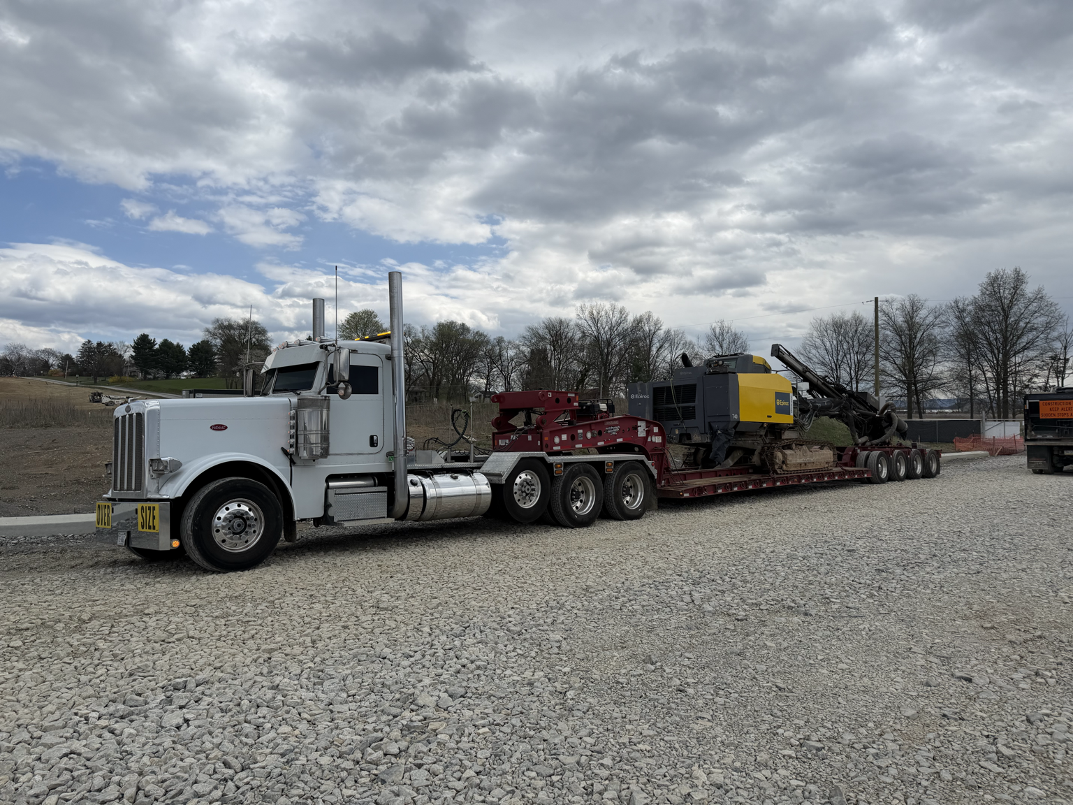 Heavy equipment transportation project by Equipment Services of NC
