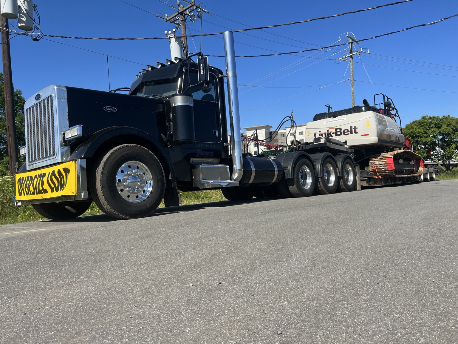 Heavy equipment on lowboy